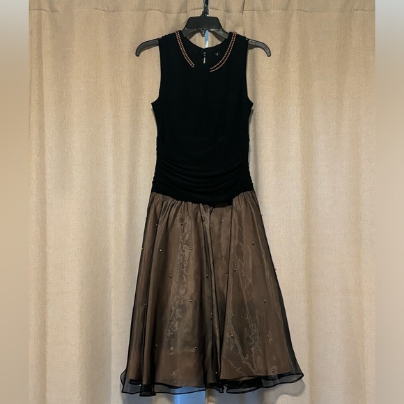 SL Fashions Women's Glitter Midi Cocktail And Party Dress Brown Size 6